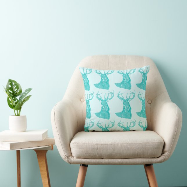 Coussin Baby Boy Forest Nursery Deer Mint Aqua Motif (Chaise)