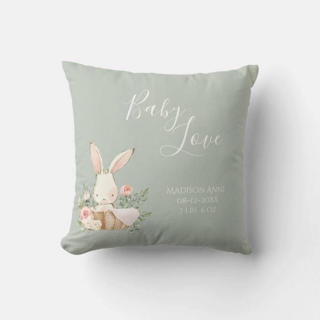 Coussin Baby Boy Girl Nom Sage Script Love Keepsaké (Recto)