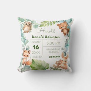 Coussin Baby Boy Woodland Faire-part de naissance