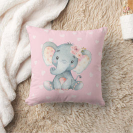 Coussin Baby Elephant avec coeur rose arrière - plan