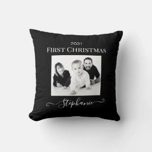 Coussin Baby First Christmas Elégant Moderne Keepsaké Phot