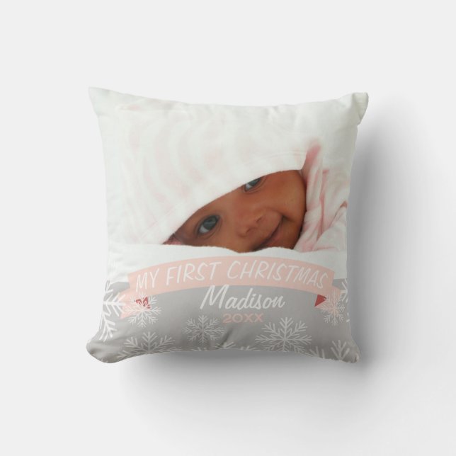 Coussin Baby Girl First Christmas | (Recto)