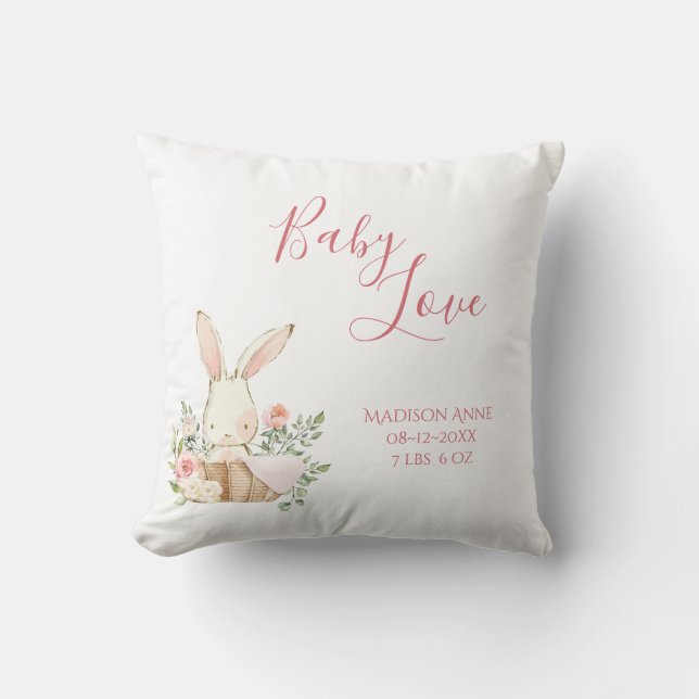 Coussin Baby Girl Name Script Baby Love Keepsaké Throw Pil (Recto)