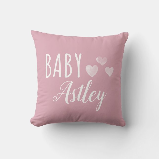 Coussin Baby girl personnalisée Nom de coeur (Recto)