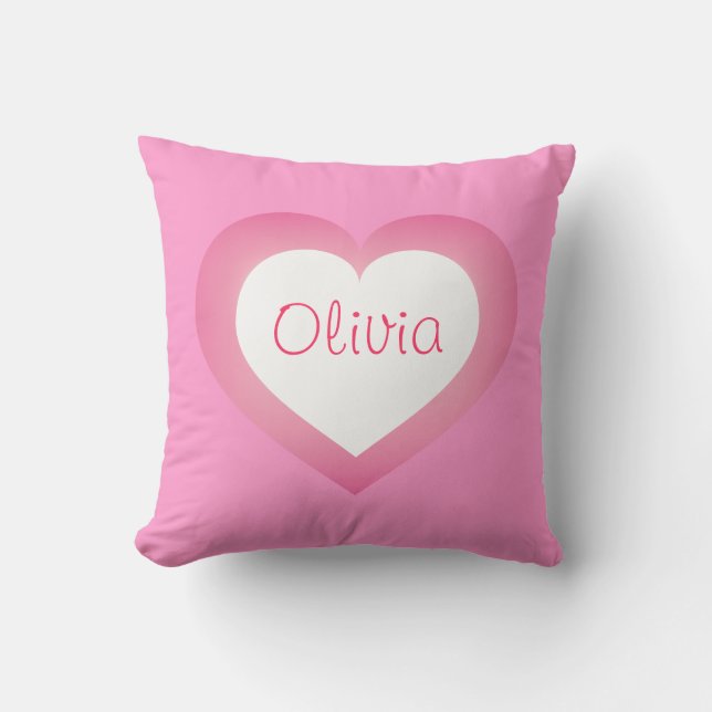 Coussin Baby Girl rose et coeur blanc (Recto)
