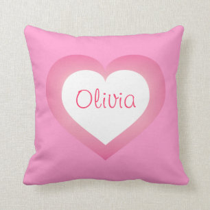 Coussin Baby Girl rose et coeur blanc