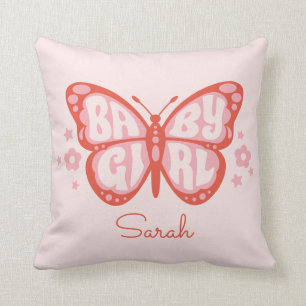 Coussin Baby Girl rose papillon Baby shower bébé