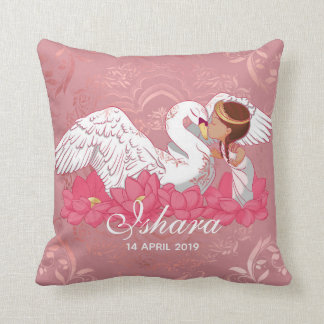 Coussin Baby Girl Saraswati with White Swan and lotus