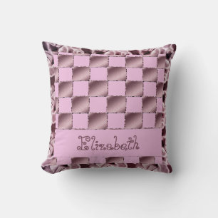 Coussin Baby Girl Silky Pink Plaid Pastel Girly