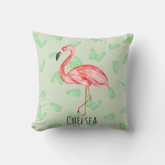 Coussin Baby Girl Tropical Rose Nom du Flamant rose Nurser (Recto)