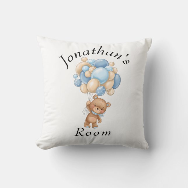 Coussin Baby shower Bleu Ours Teddy (Recto)