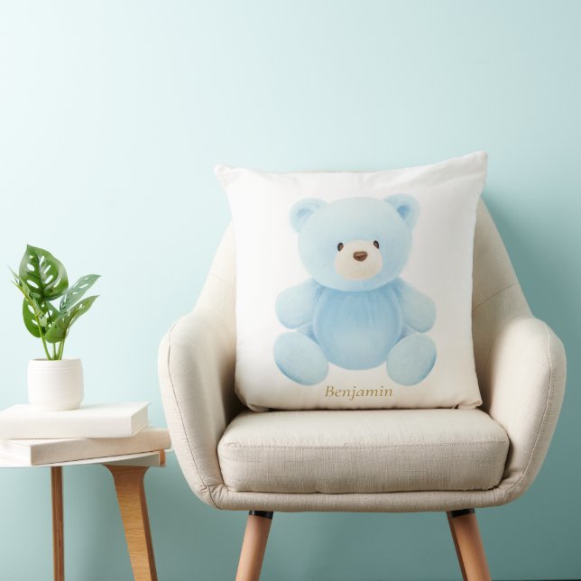 Coussin Baby shower bleu Teddy Bear (Chaise)