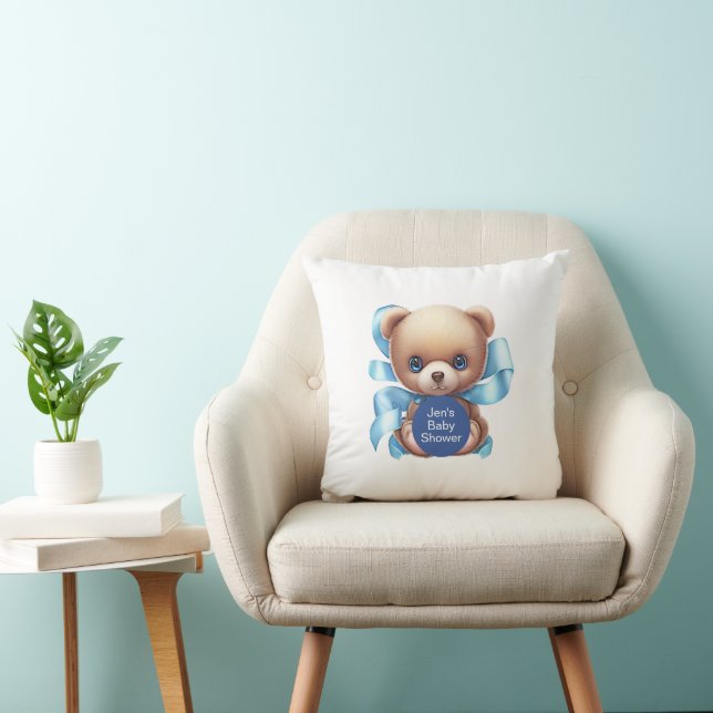 Coussin Baby shower Bleu Teddy Bear (Chaise)
