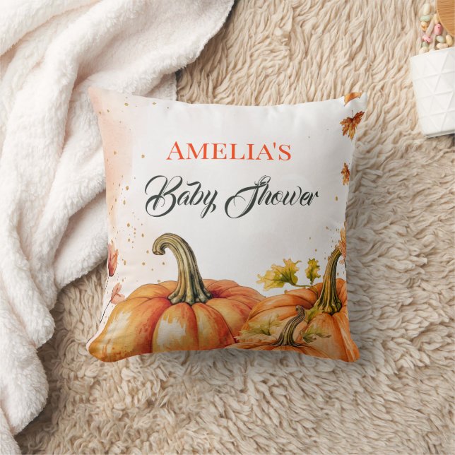 Coussin Baby shower Citrouille d'aquarelle (Couverture)