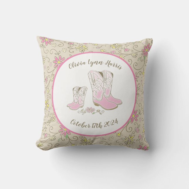 Coussin Baby shower Cowgirl (Recto)
