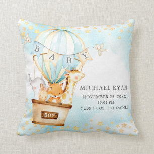 Coussin Baby shower de ballons à air chaud, données de n