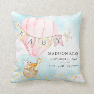 Coussin Baby shower de ballons à air chaud, données de n