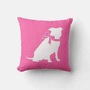 Coussin Baby shower de chien taureau rose
