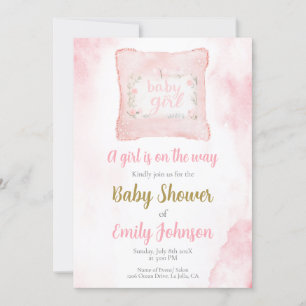 Coussin Baby shower invitation fille