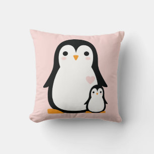 Coussin Baby shower Pingouin mignon fille rose