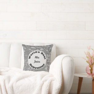 Coussin Baby-sitter Gris Argent Marbré Garde d'Enfants