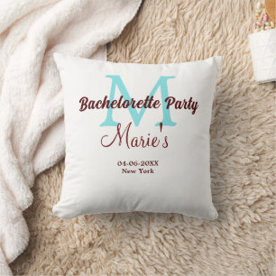 Coussin bachelorette parti monogramme ajouter nom date pla