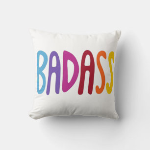 Coussin BADASS Lettrage Amusant Coloré