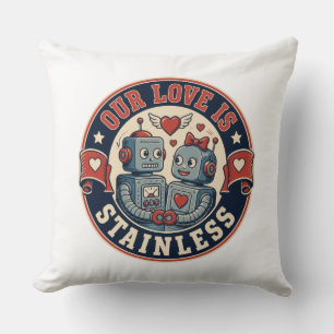 Coussin Badge de couple de robots rétro