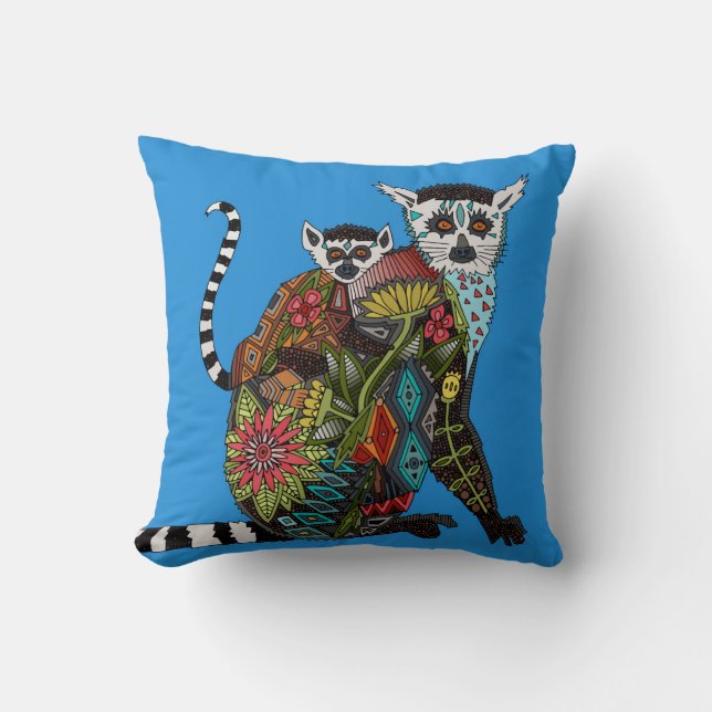 Coussin Bague Queue Lemur Amour bleu (Recto)
