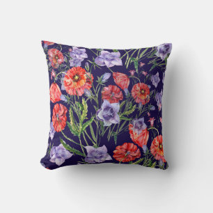 Coussin Baie de Populations Bluebell Watercolor