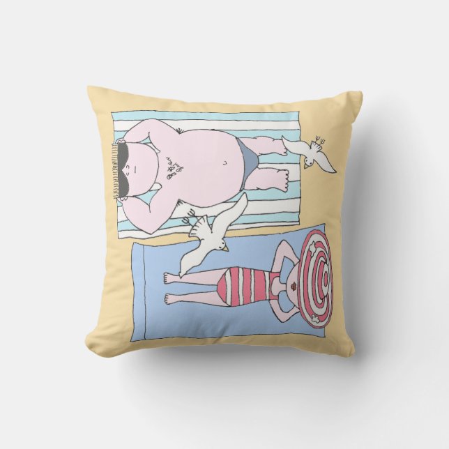 Coussin Baignades de soleil caricaturales amusantes (Recto)