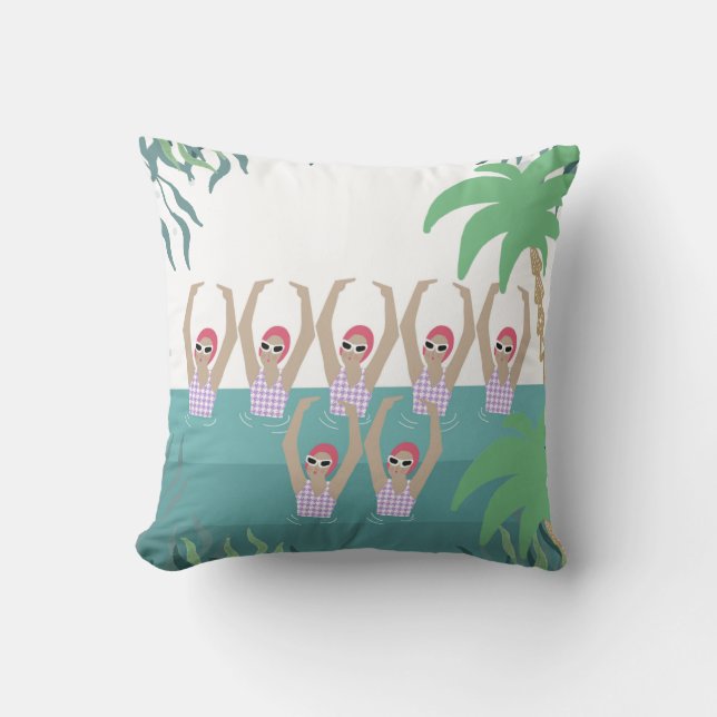 Coussin Baigneurs artistiques | Synchro Natation Tropicale (Recto)