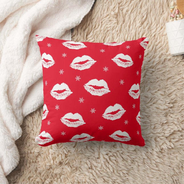 Coussin Baiser de Noël Rouge Blanc Motif (Couverture)