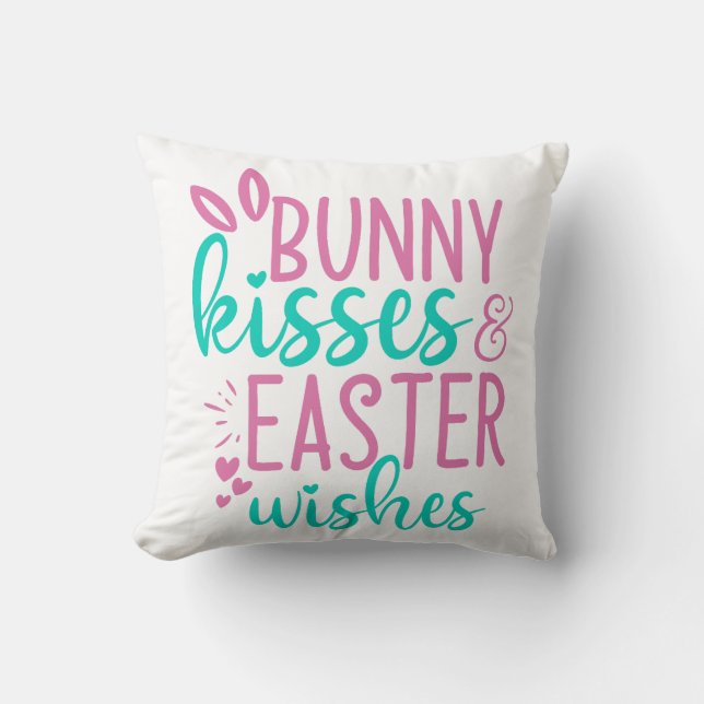 Coussin Baisers Bunny et souhaits de Pâques (Recto)
