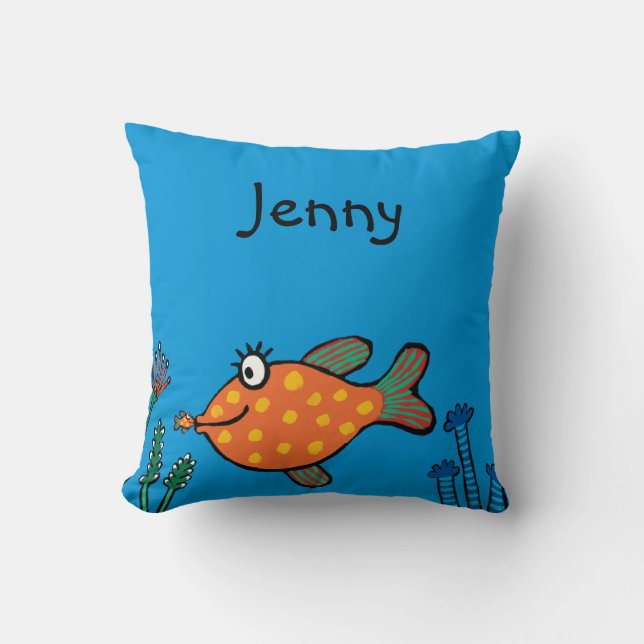 Coussin Baisers de poissons de maman et de bébé (Recto)