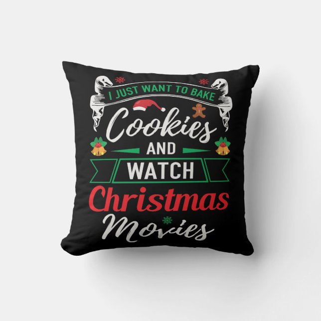 Coussin Bake Cookies Et Regarder Les Films De Noël (Recto)
