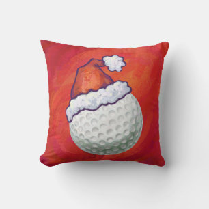 Coussin Bal de golf à Santa Hat sur Red