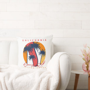 Coussin Balade de surf en Californie à Laguna Beach Rétro 