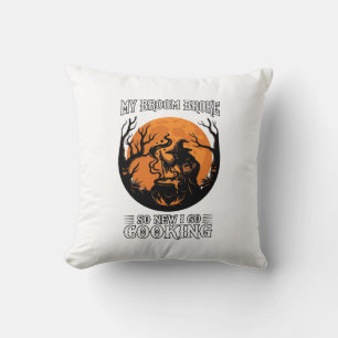 Coussin Balai Brisé Cuisine Chaudron Sorcière Pleine Lune
