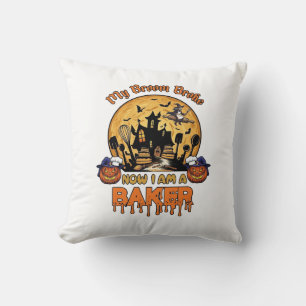 Coussin Balai Brisé Pâtissier Halloween Sorcière Chef Citr