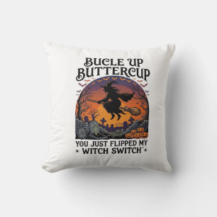 Coussin Balai de Halloween Commutateur Sorcière Boutonnièr