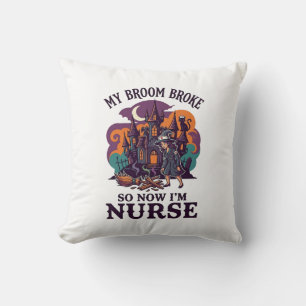 Coussin Balai Infirmière Cassée Halloween Sorcière Maison