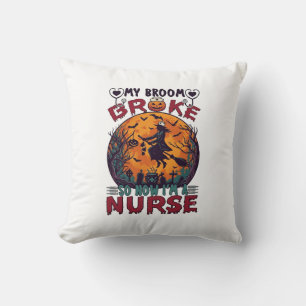 Coussin Balai Infirmière Cassée Halloween Sorcière Pleine