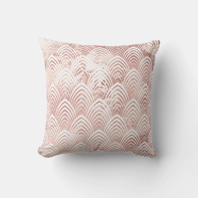 Coussin Balances Art Déco Cuivre Rose Rose Or Rose Marbre (Recto)