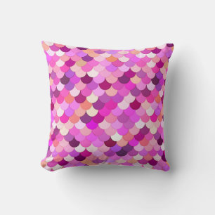 Coussin Balances de sirènes, violet, améthyste et corail