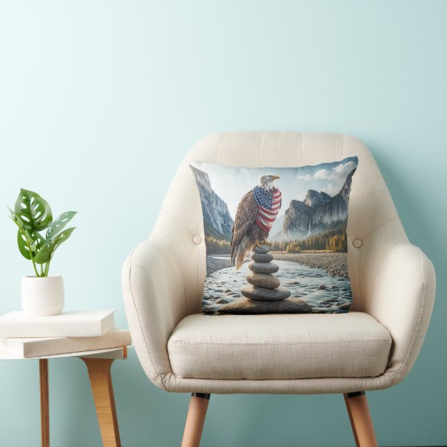 Coussin Bald Eagle Au Caire Avec Drapeau Américain (Chaise)
