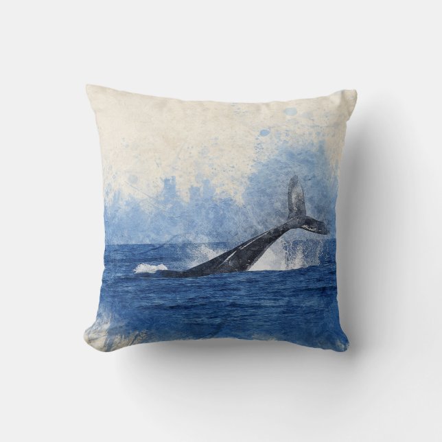Coussin Baleine à eau bleue (Recto)