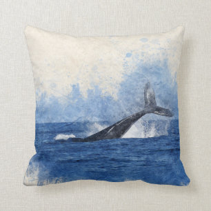 Coussin Baleine à eau bleue