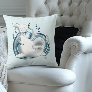 Coussin Baleine Béluga Bleue