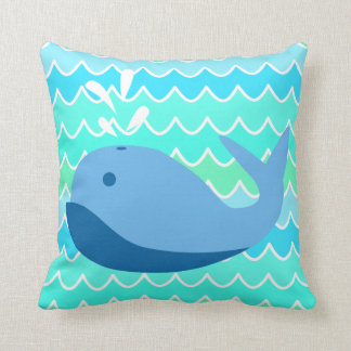 Coussin Baleine bleue et carreau de vagues